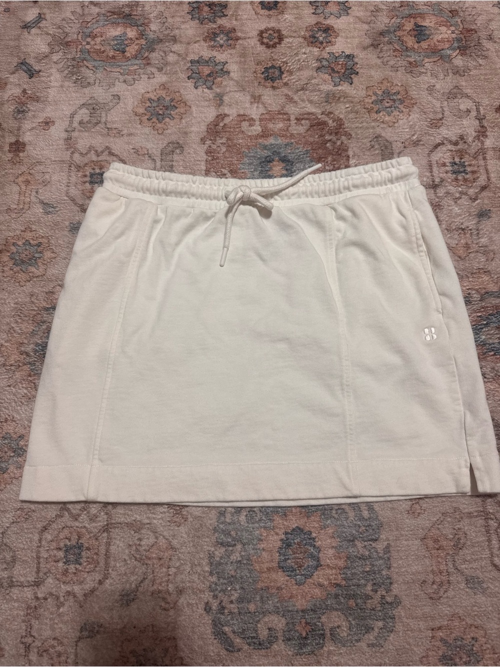 Sweaty Betty White Drawstring Sweatshirt Mini Skirt